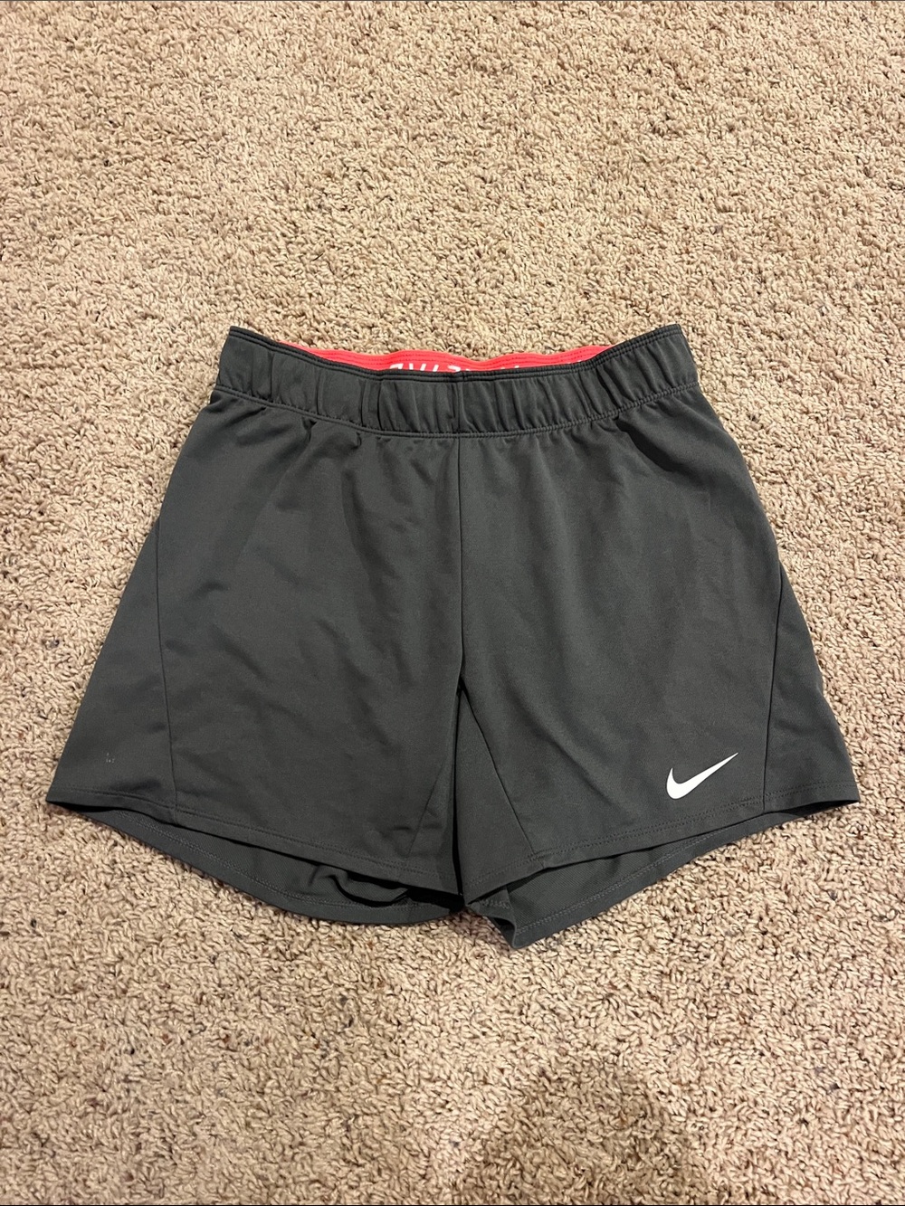 Nike Women’s Grey Athletic Shorts with Pink Waistband